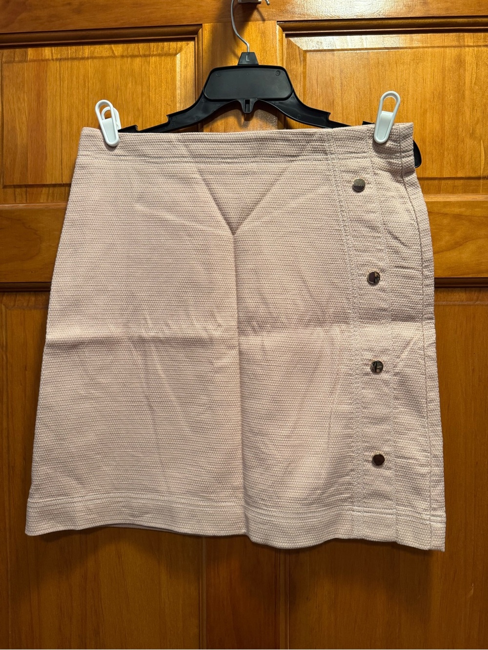 Ann Taylor Factory White A-Line Skirt with Side Button Detail
